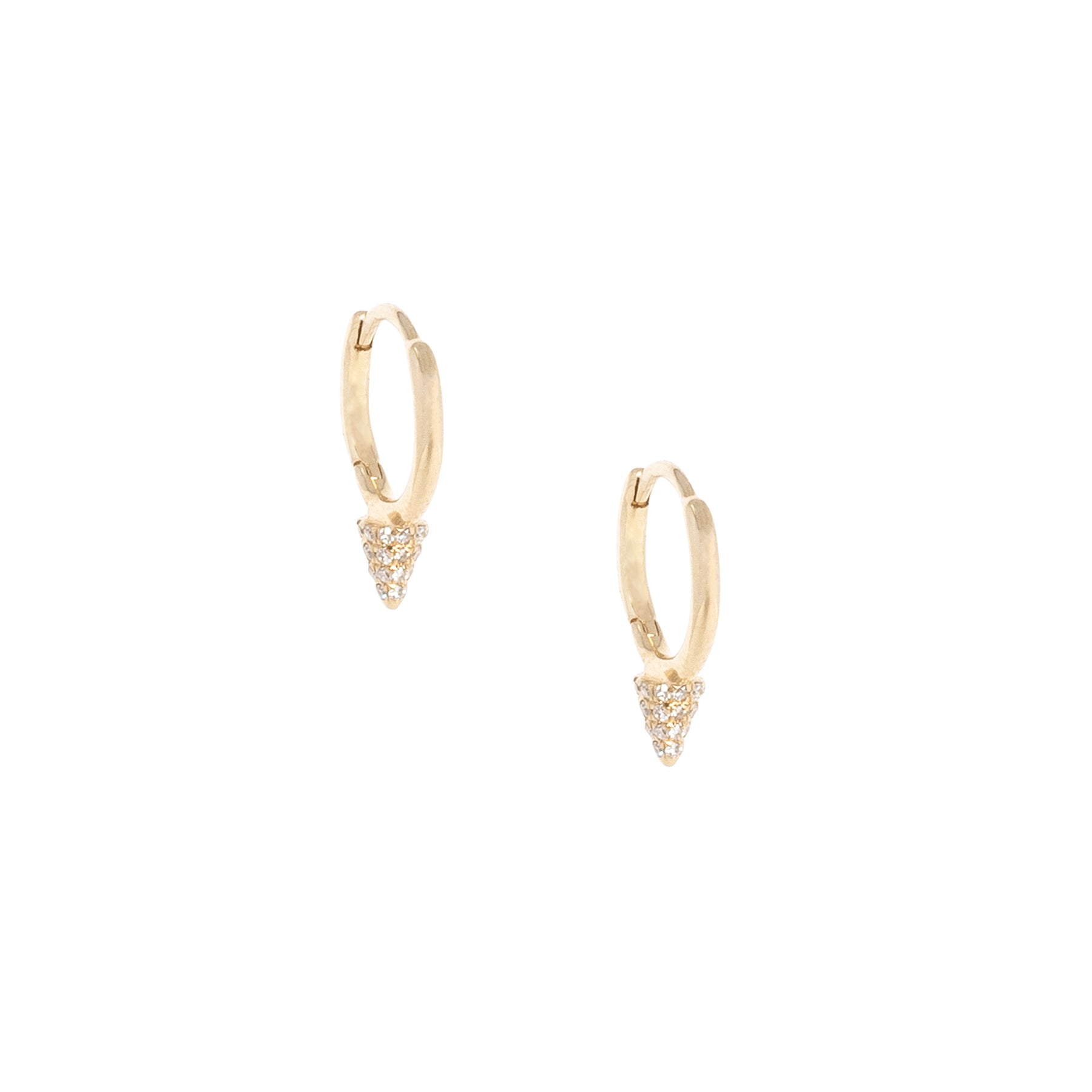 Tiny Pave Diamond Cone Spike Plain Huggies - Nina Segal Jewelry