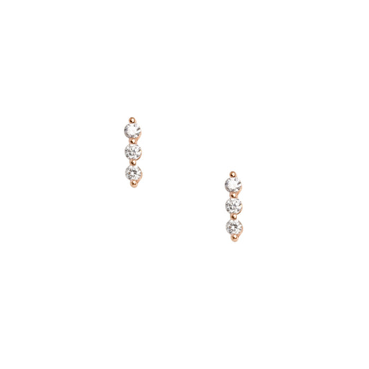 3 Diamonds Across Studs - Nina Segal Jewelry