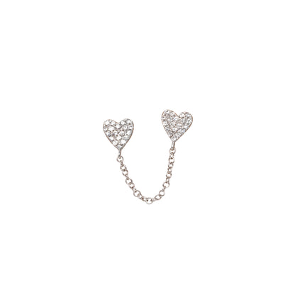 Double Heart Diamond Studs Connected With Chain - Nina Segal Jewelry