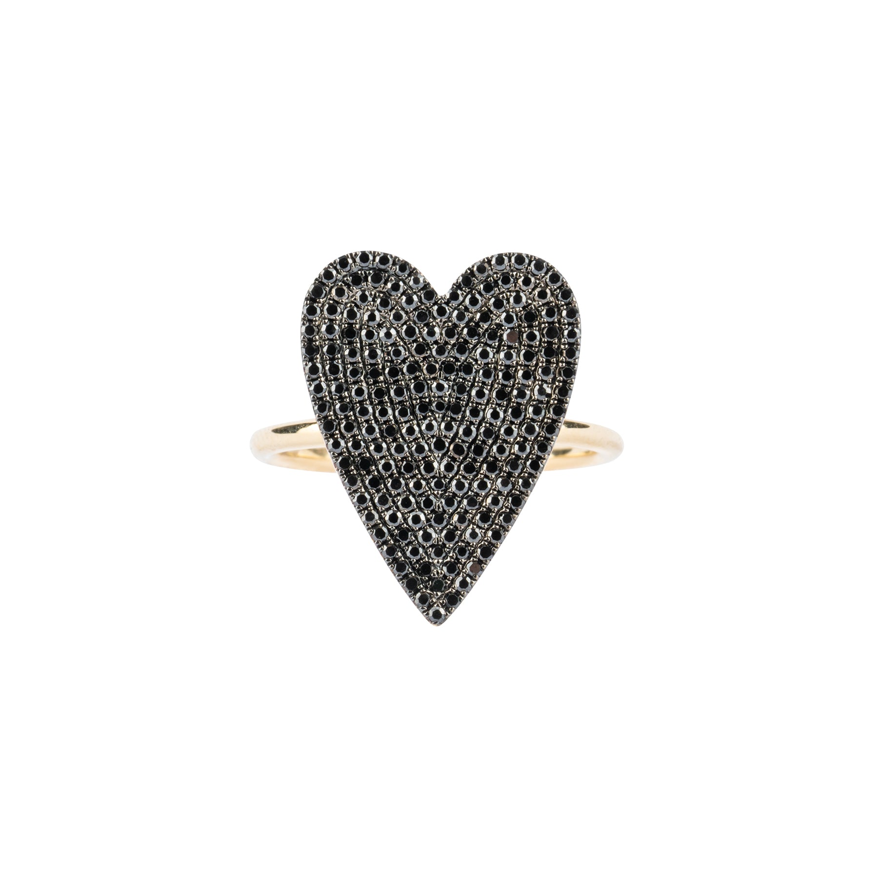 Large Black Diamond Pave Heart Ring - Nina Segal Jewelry