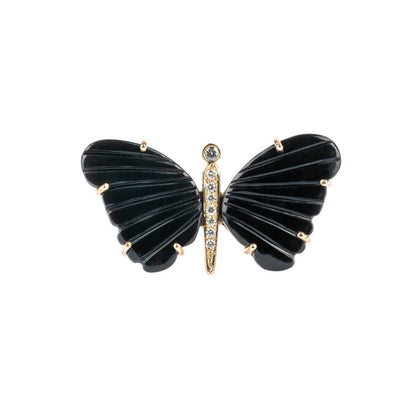 Large Black Onyx Butterfly Diamond Ring - Nina Segal Jewelry