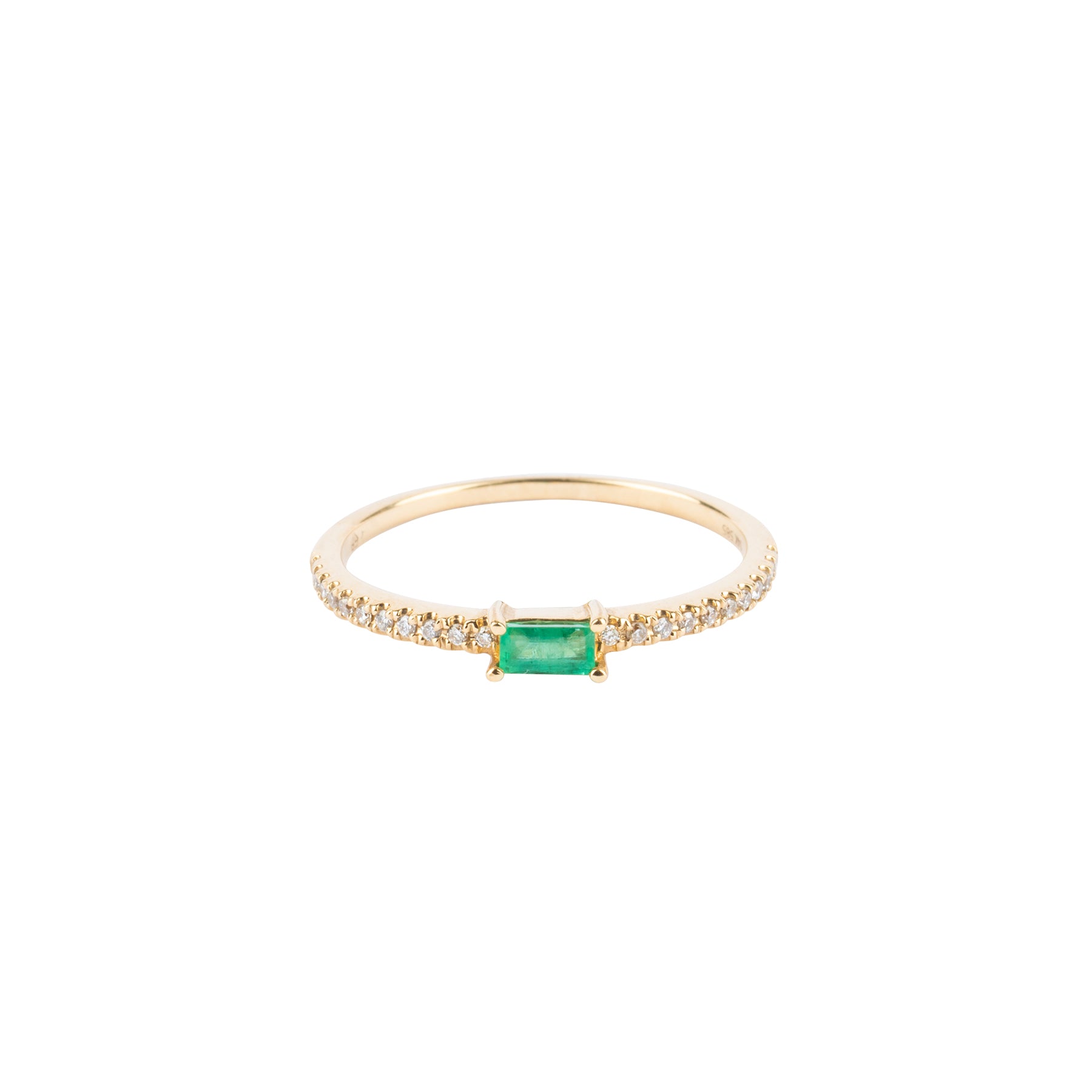 Emerald Baguette Prong Set Diamond Ring - Nina Segal Jewelry