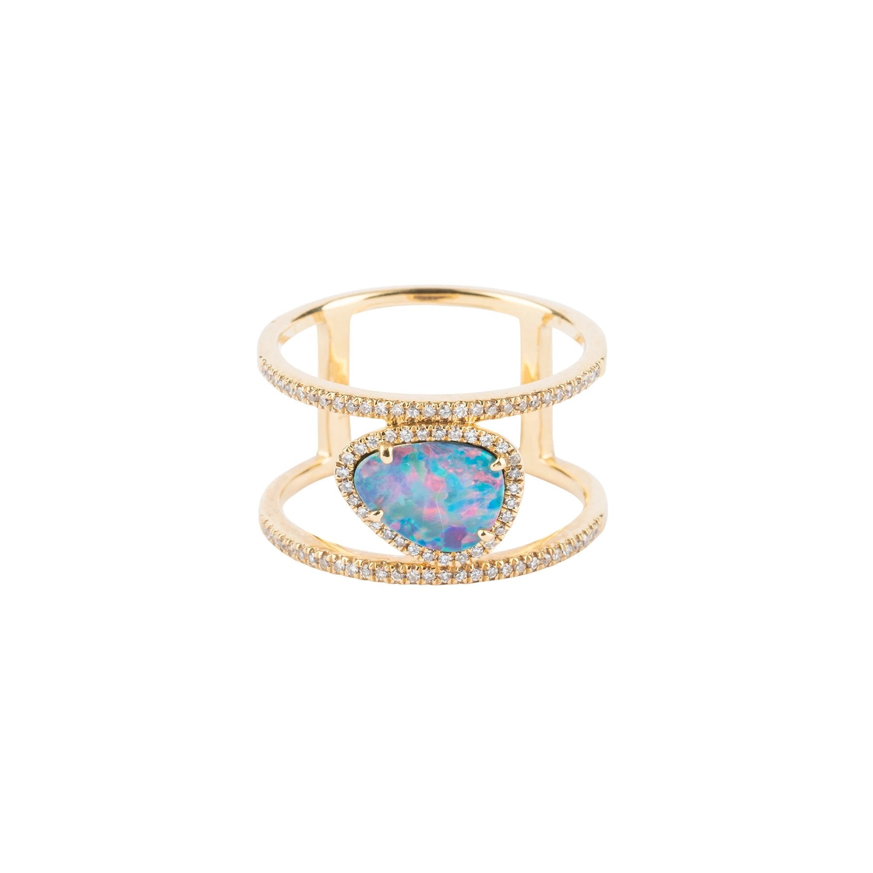 Opal Double Band Diamond Ring - Nina Segal Jewelry