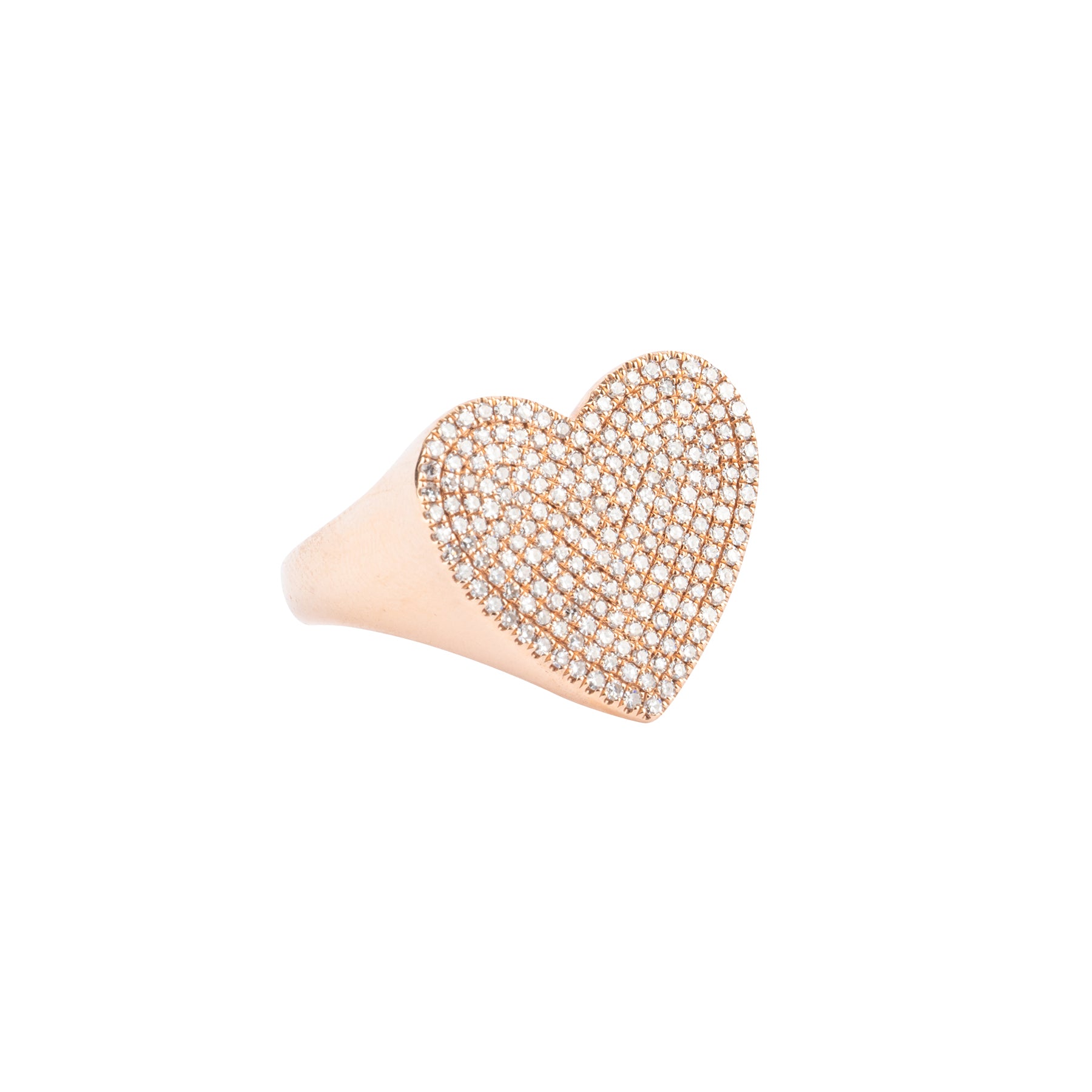 Big Heart Pave Diamond Signet Ring - Nina Segal Jewelry