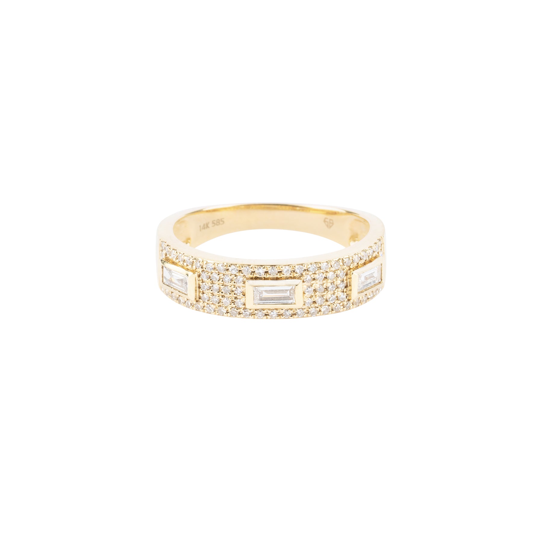 Pave Thick Diamond Band With Baguettes Ring - Nina Segal Jewelry