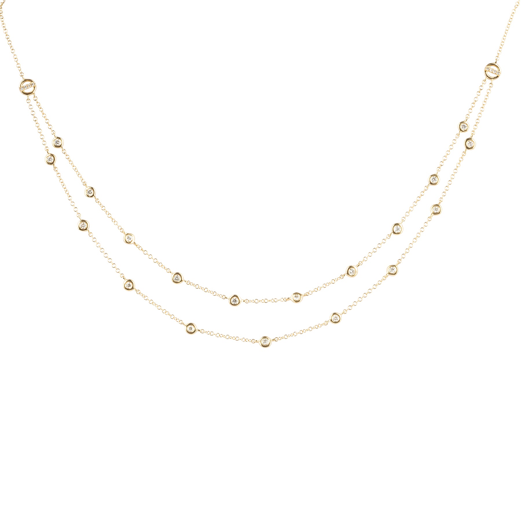 Double Layer Bezel Daimond Choker Necklace - Nina Segal Jewelry