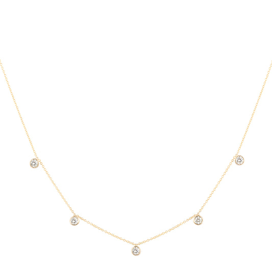 Five Large Diamond Bezel Drop Necklace - Nina Segal Jewelry