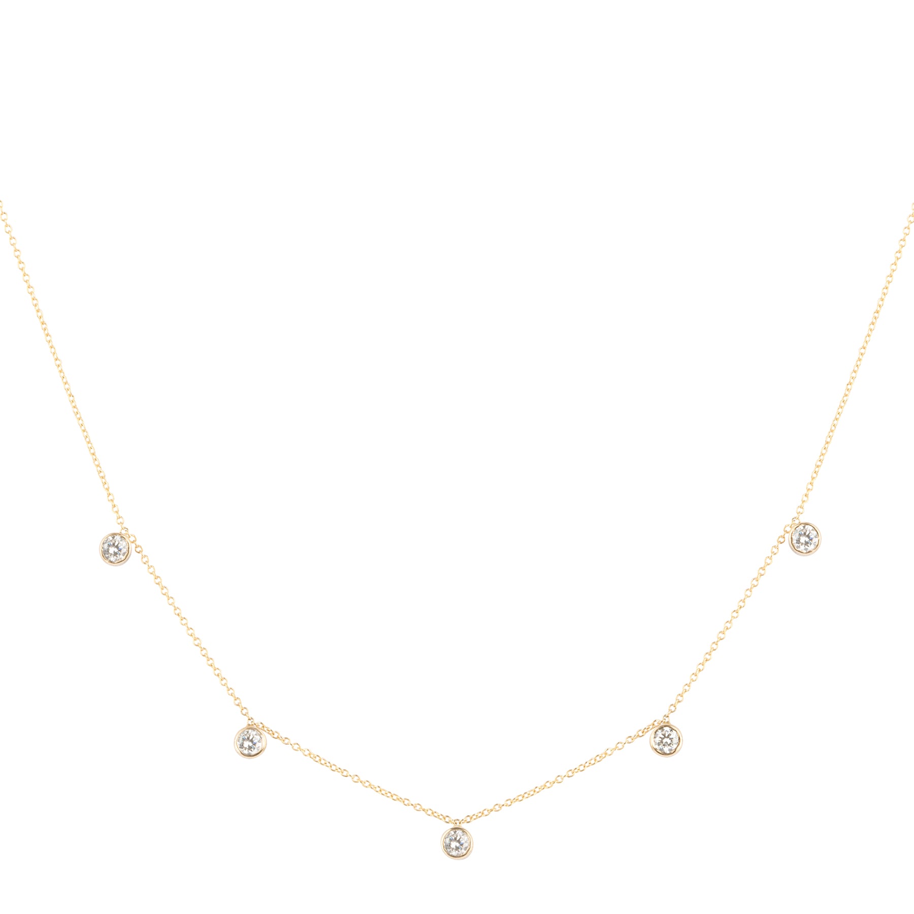 Five Large Diamond Bezel Drop Necklace - Nina Segal Jewelry