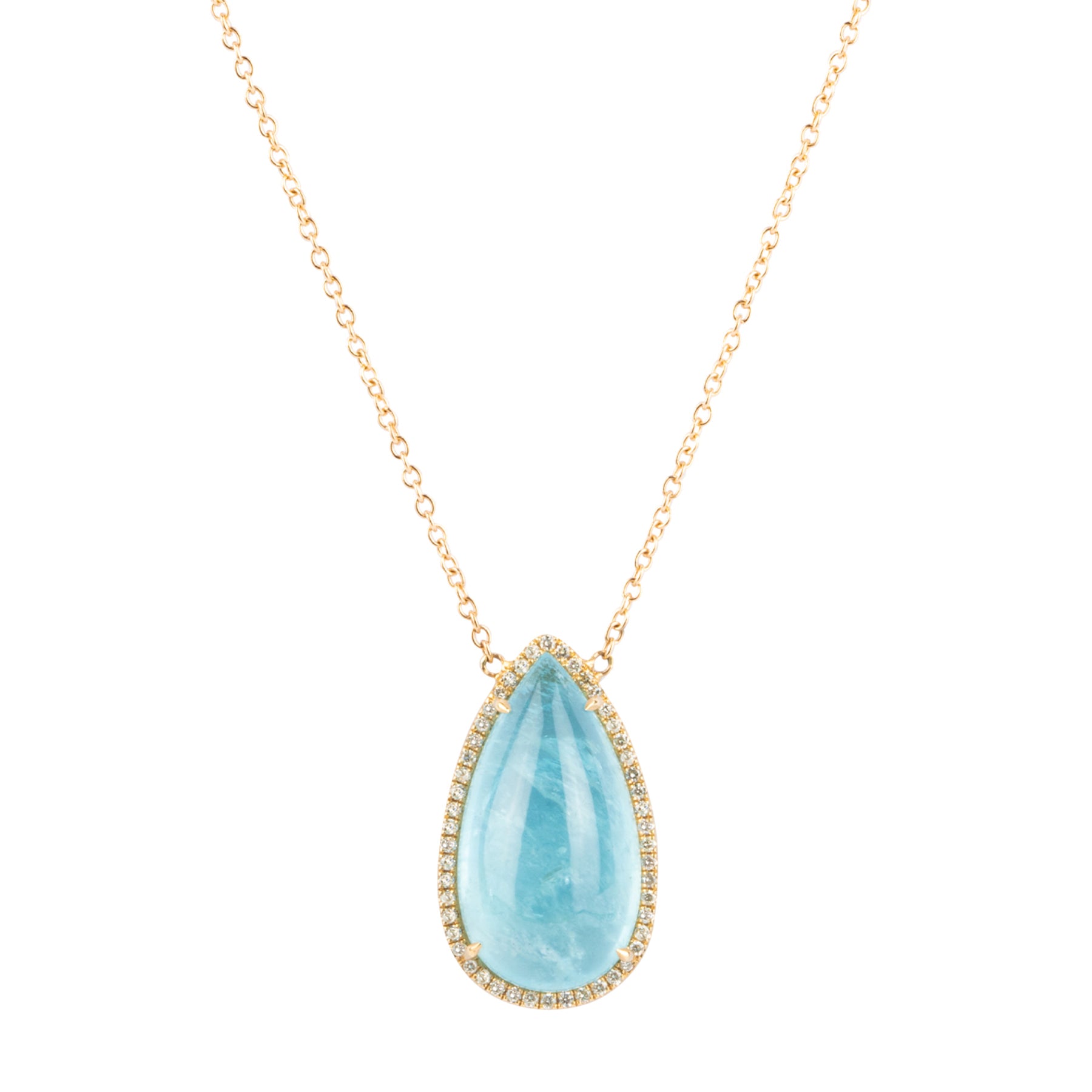 Aquamarine Tear Drop Diamond Necklace - Nina Segal Jewelry