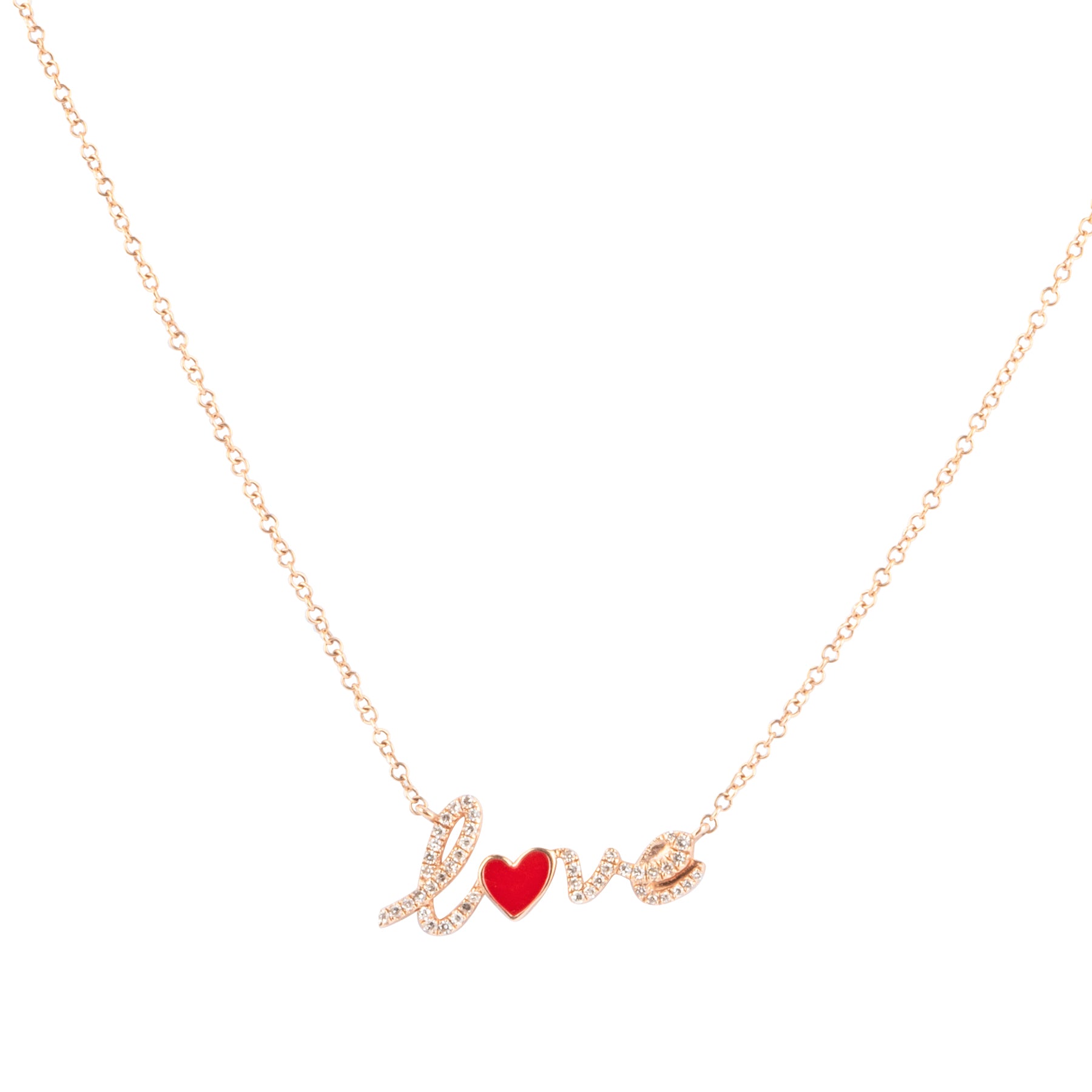 Diamond Love Necklace with Red Enamel Heart - Nina Segal Jewelry