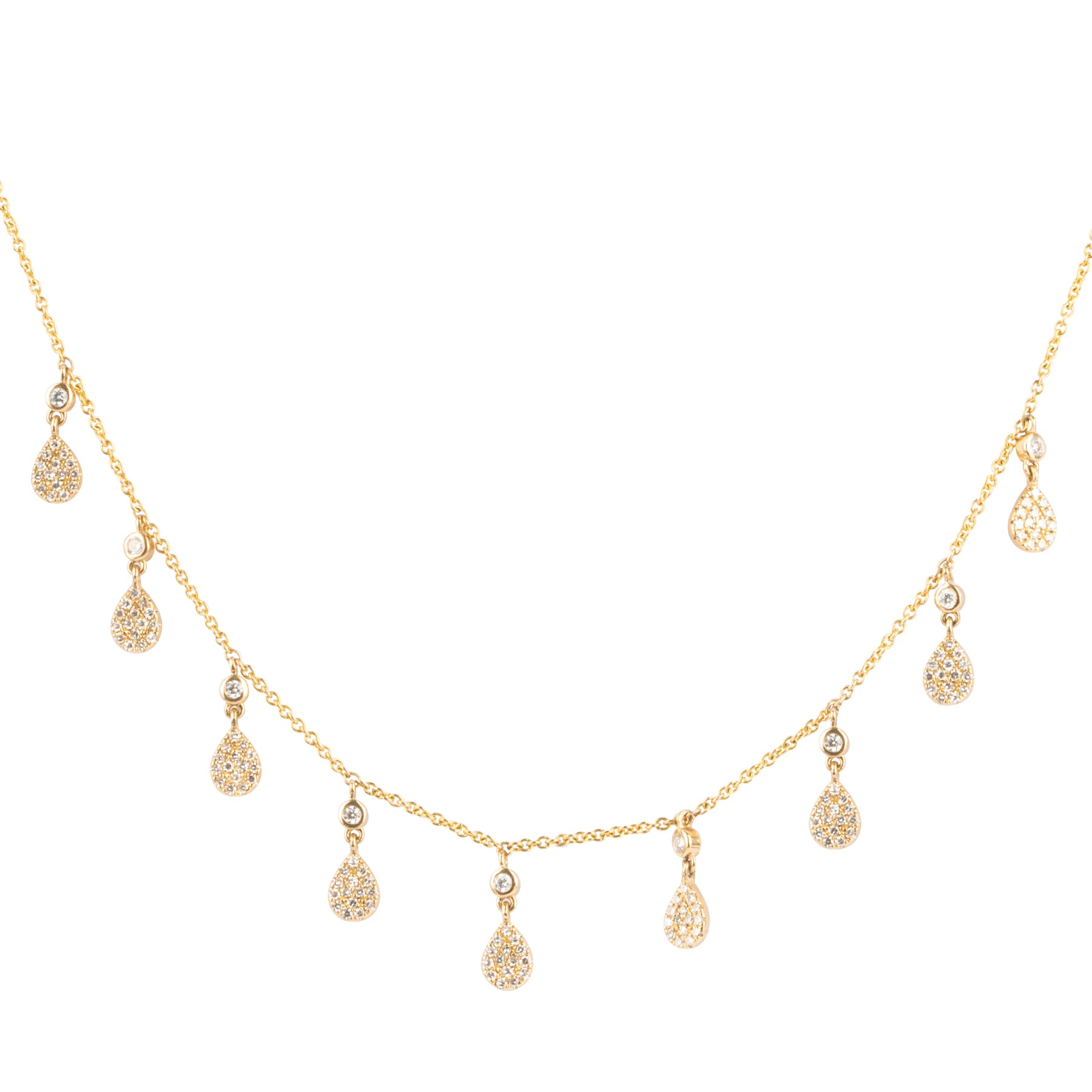 Bezel Pave Diamond Tear Drop Shaker Necklace - Nina Segal Jewelry