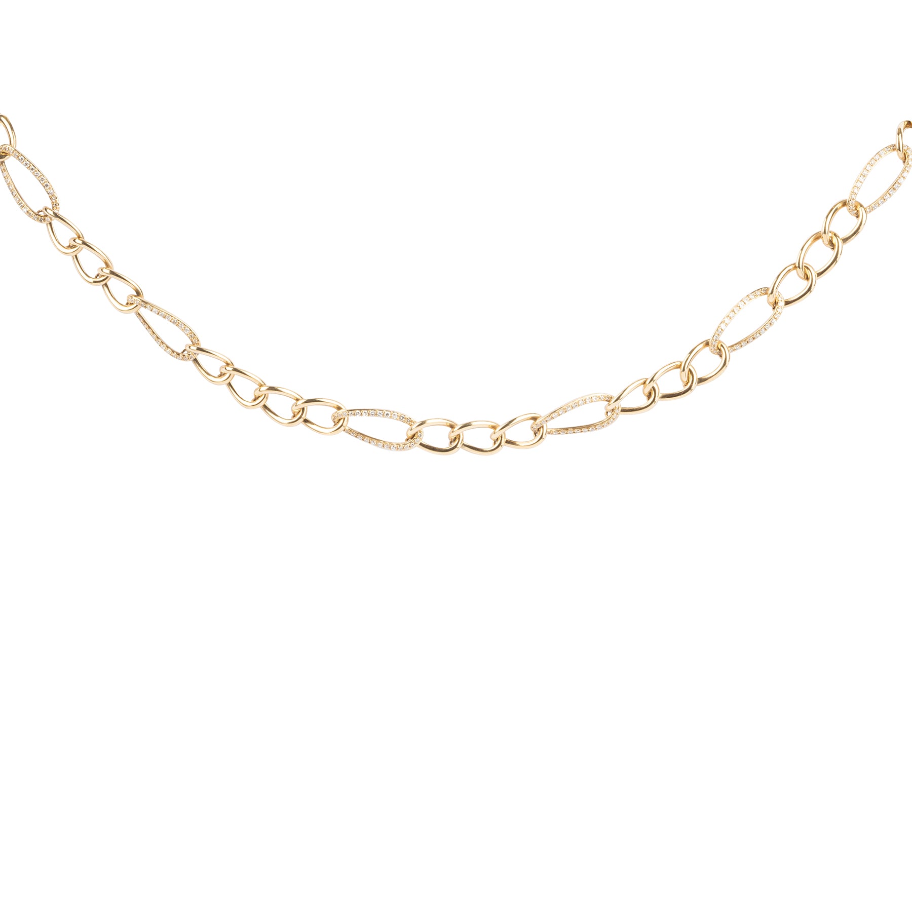 Open Chain Link Necklace With Diamonds - Nina Segal Jewelry