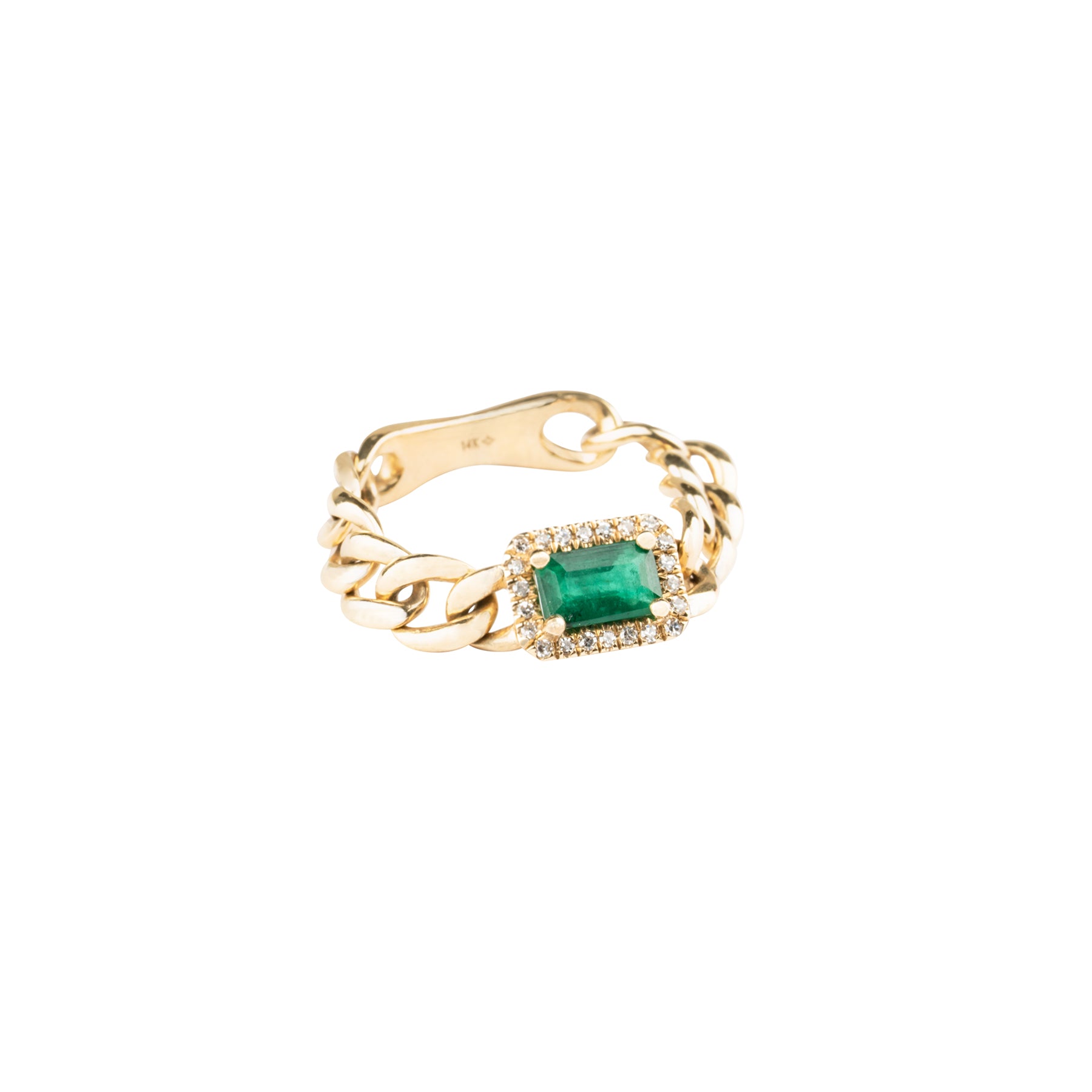 Emerald Diamond Chain Ring - Nina Segal Jewelry