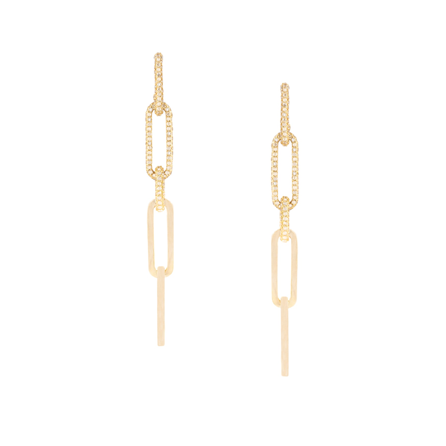 Paper Clip Chain Drop Diamond Earrings - Nina Segal Jewelry