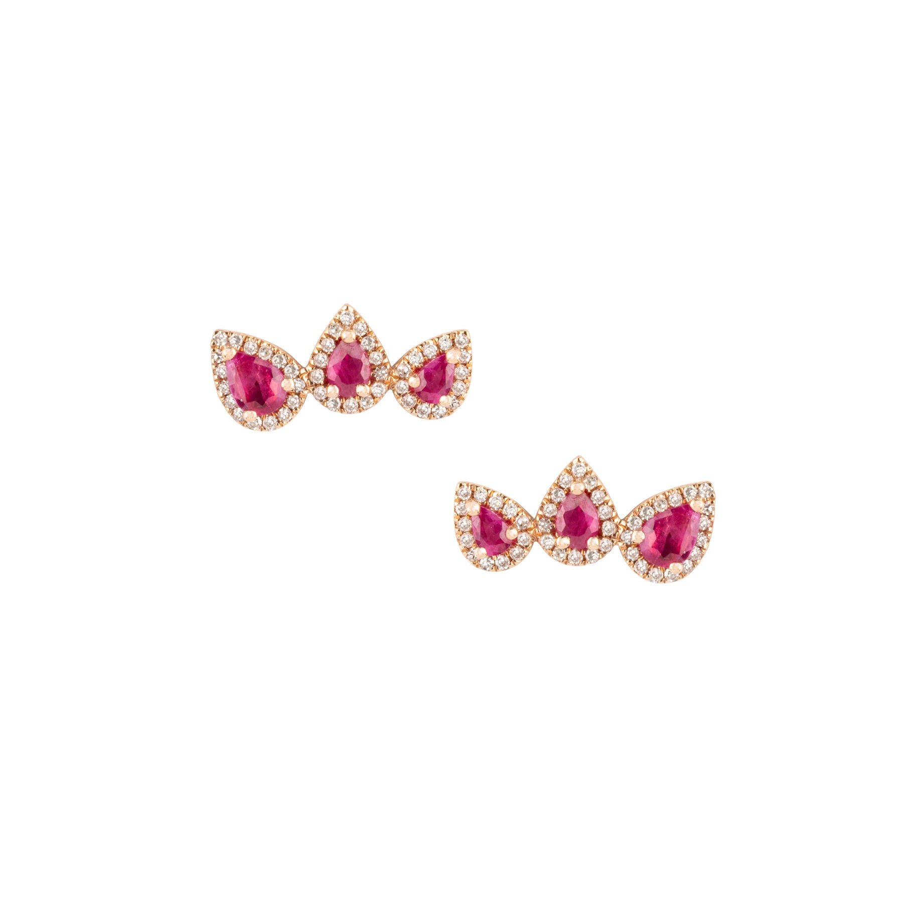Ruby Diamond Pear Shape Ear Climbers - Nina Segal Jewelry