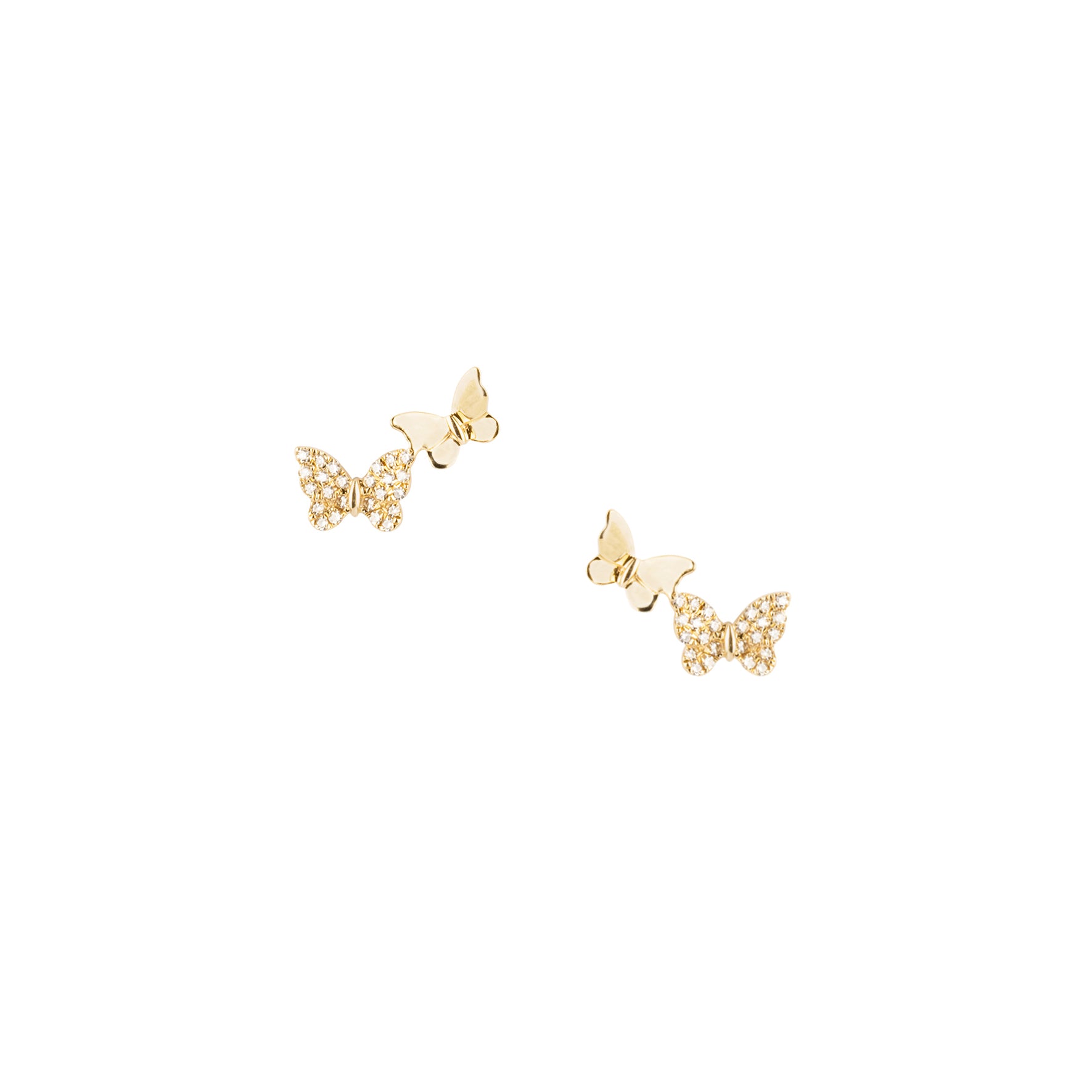 Tiny Double Butterfly Diamond Studs - Nina Segal Jewelry