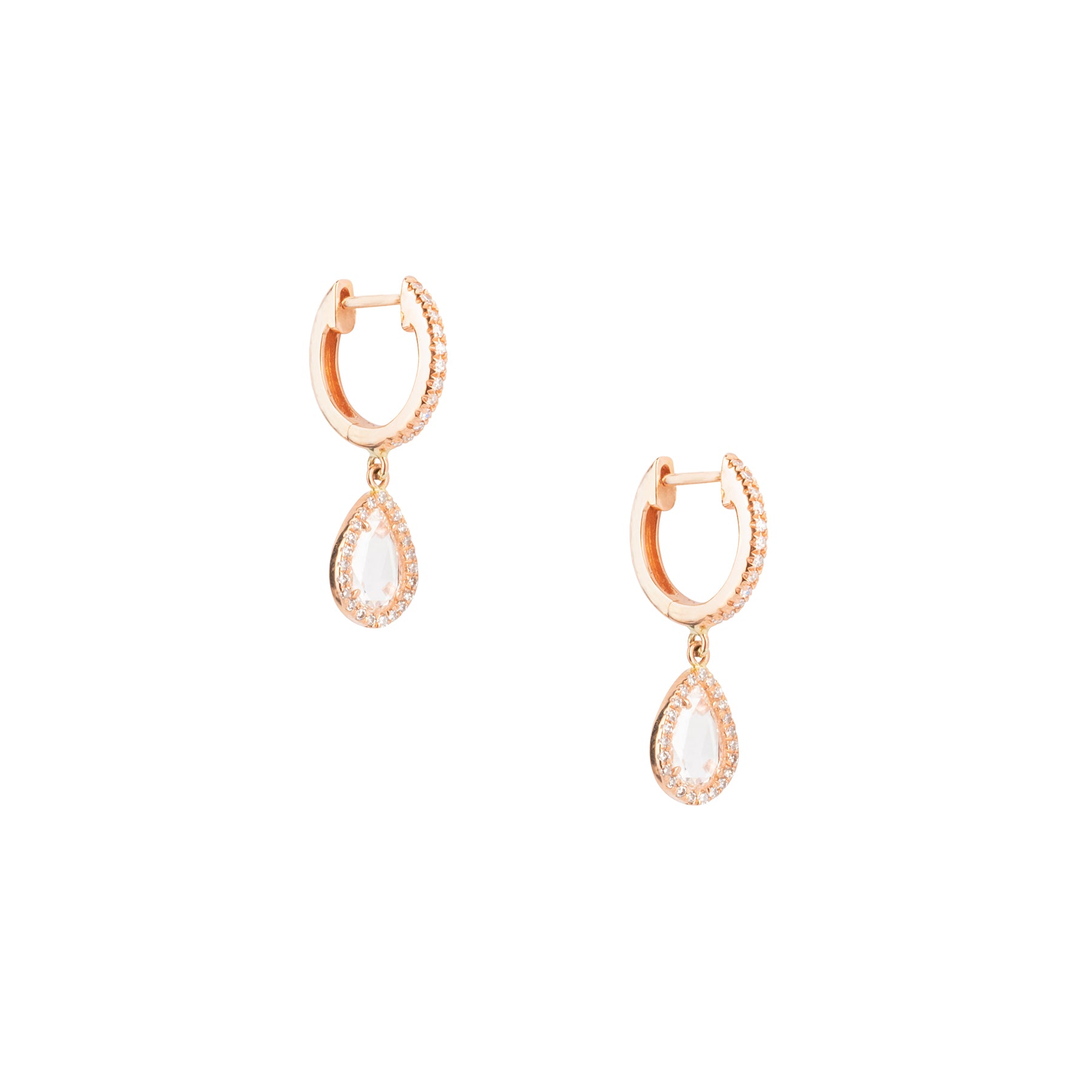 Tear Drop Rose Cut Diamond Dangle Earrings - Nina Segal Jewelry