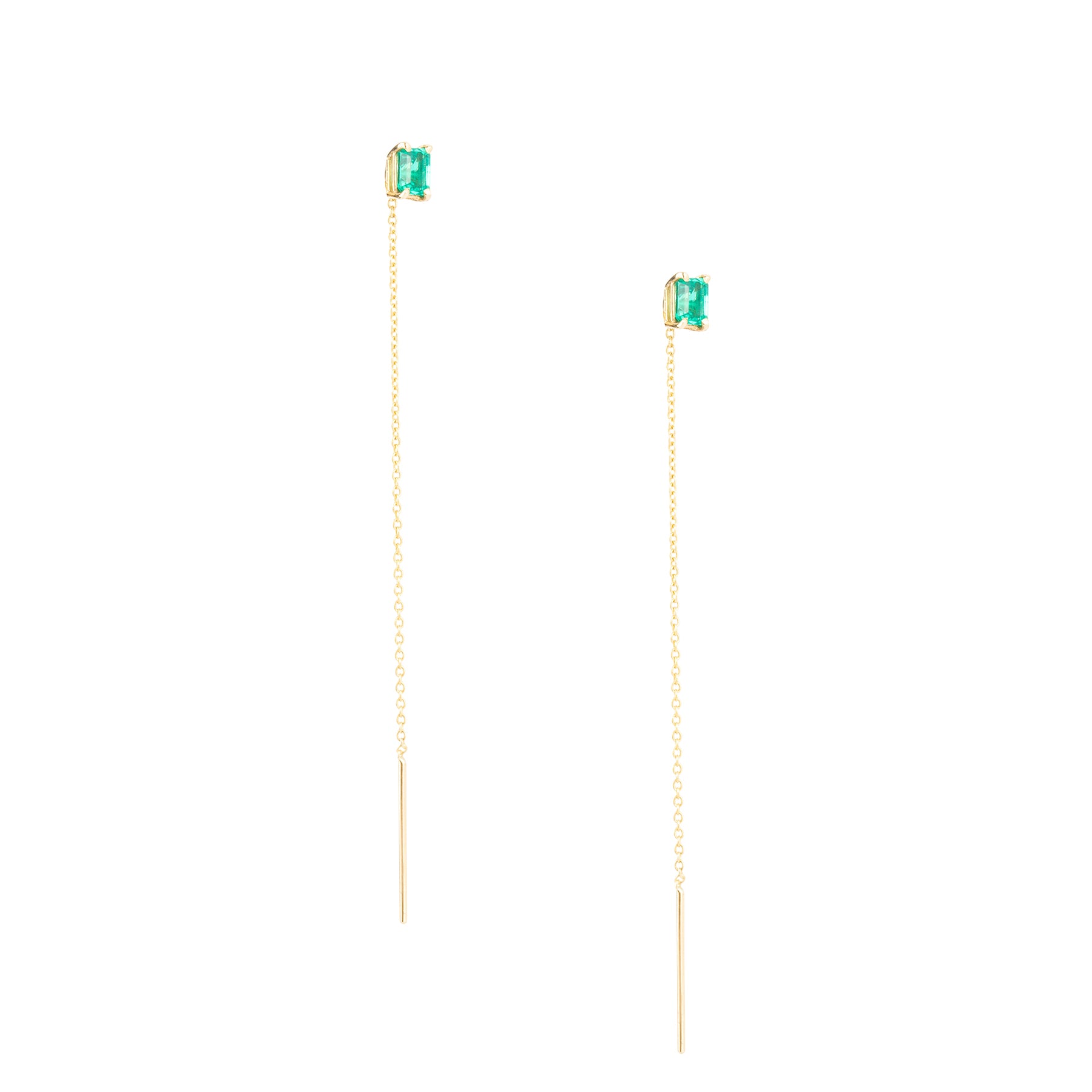 Emerald Baguette Threader Earrings - Nina Segal Jewelry