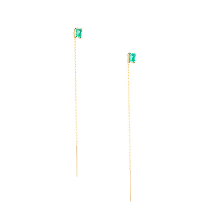 Emerald Baguette Threader Earrings - Nina Segal Jewelry