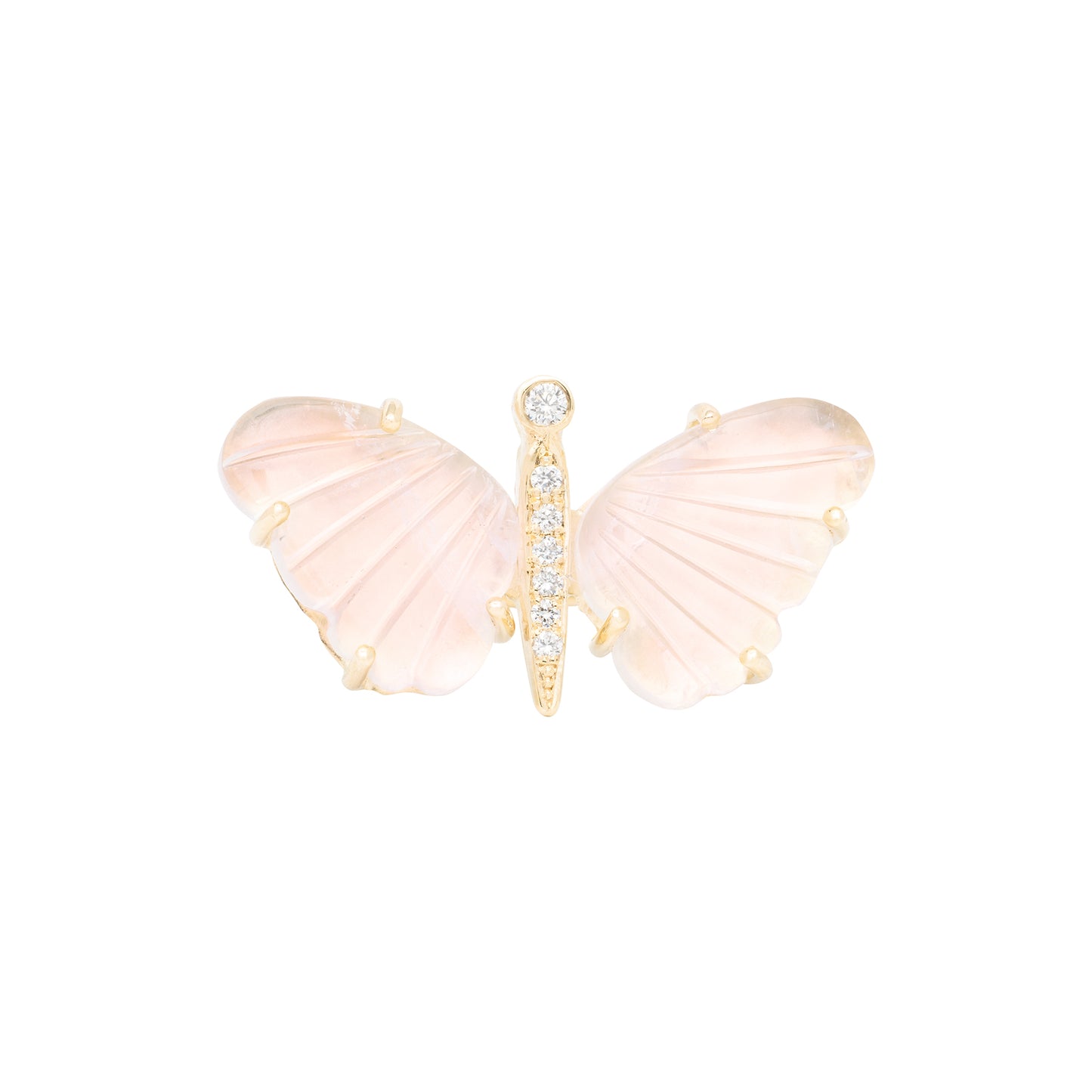 Medium Rose Quartz Diamond Butterfly Ring - Nina Segal Jewelry