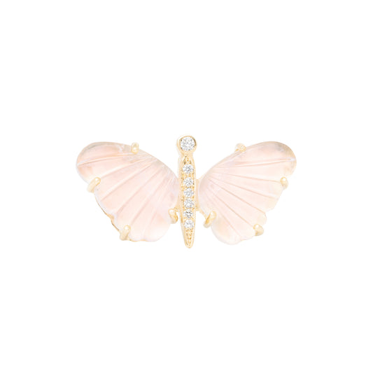 Rose Quartz Butterfly Diamond Ring - Nina Segal Jewelry