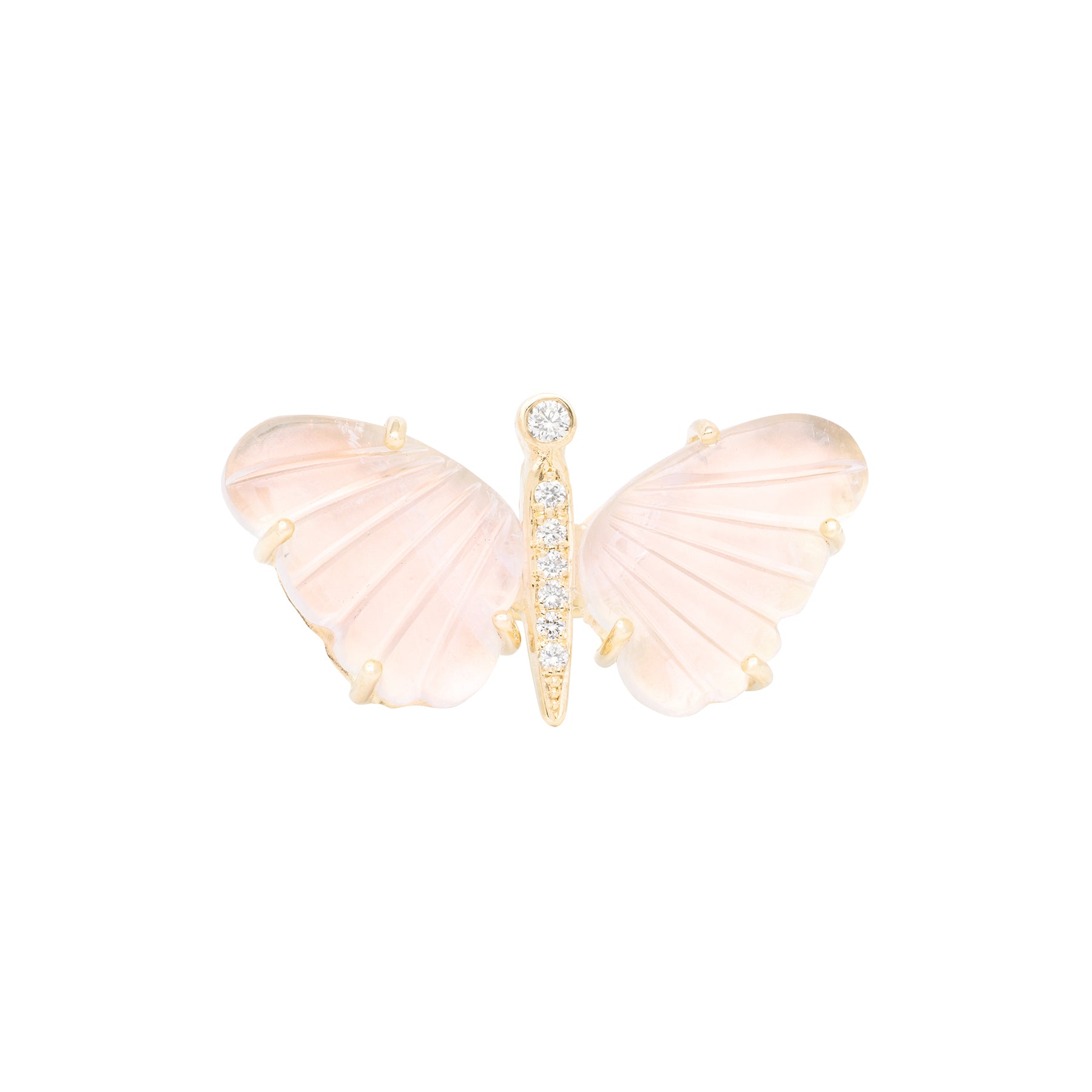 Rose Quartz Butterfly Diamond Ring - Nina Segal Jewelry