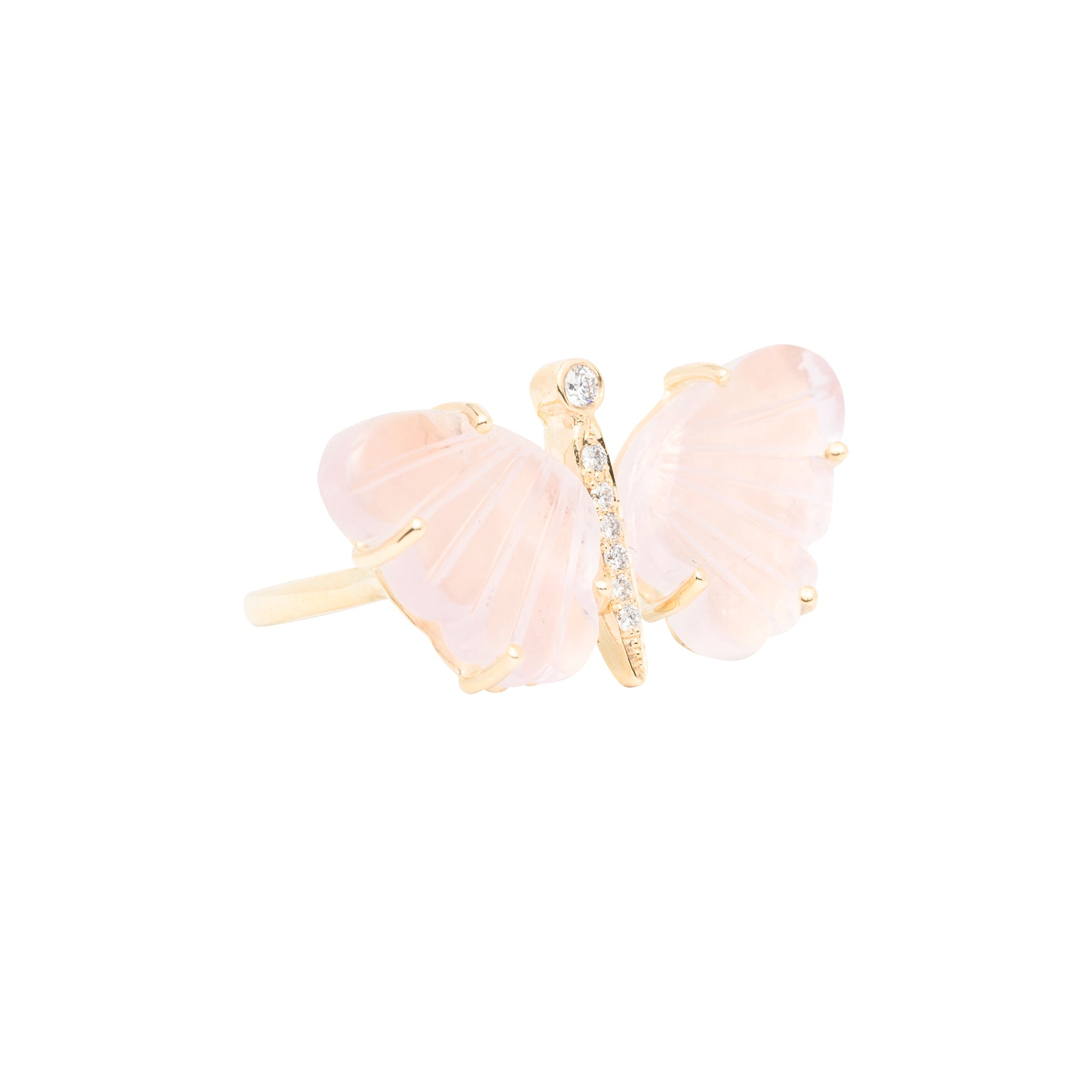 Rose Quartz Butterfly Diamond Ring - Nina Segal Jewelry