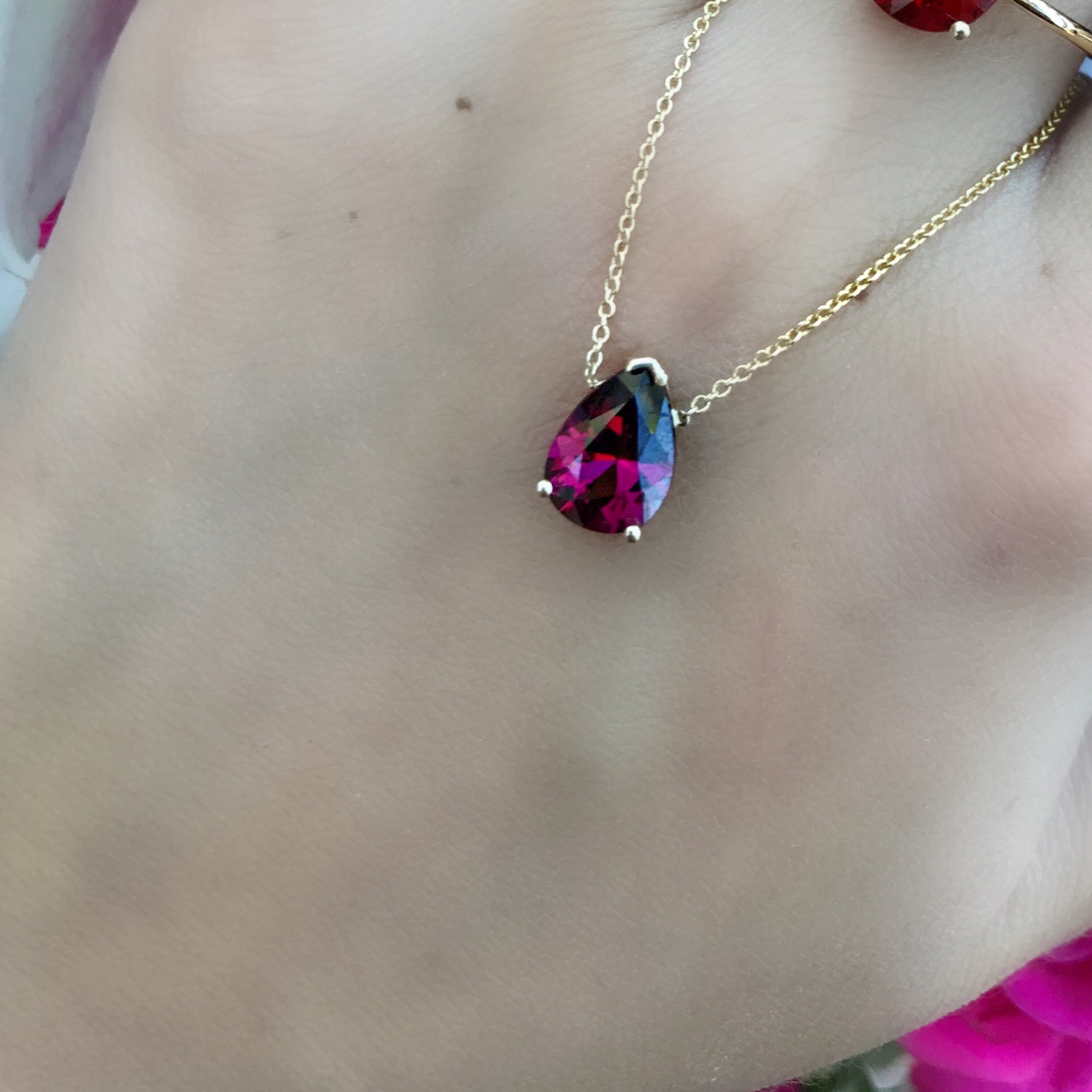 Pear Shape Garnet Necklace - Nina Segal Jewelry