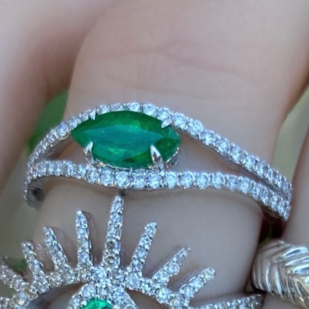 Emerald Marquis Diamond Ring - Nina Segal Jewelry