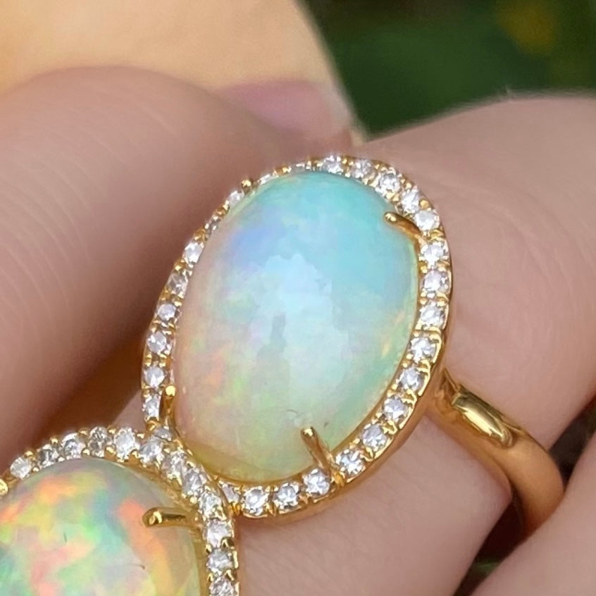 Crystal Opal Oval Diamond Ring 13x9mm - Nina Segal Jewelry