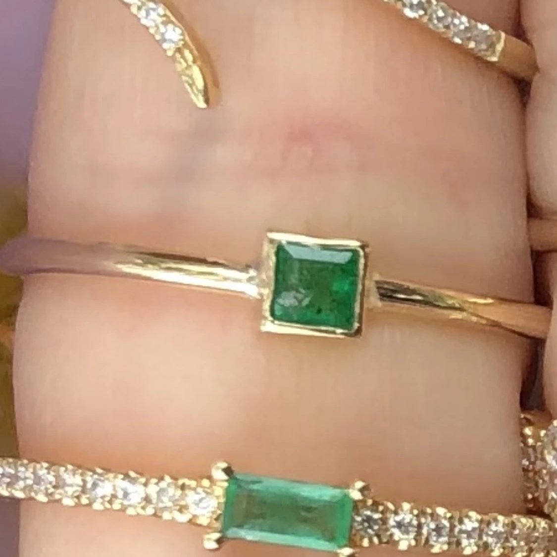 Tiny Emerald Princess Ring - Nina Segal Jewelry