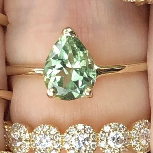 Gem Candy Green Afghan Tourmaline Pear Ring - Nina Segal Jewelry