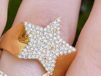 14KY Pave Star Signet Ring - Nina Segal Jewelry