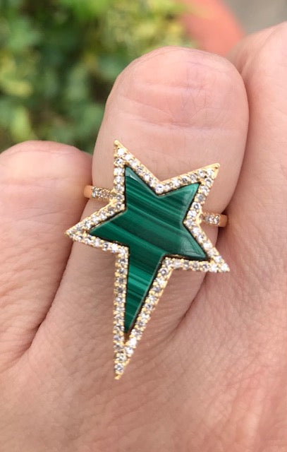 Malachite Diamond Edge Star Ring - Nina Segal Jewelry