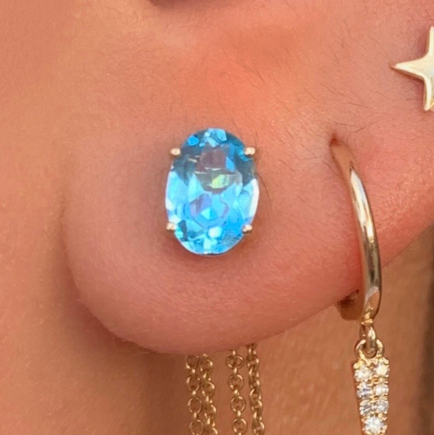 Gem Candy Blue Topaz Oval Studs - Nina Segal Jewelry