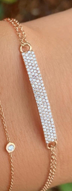 14k Rose Gold Diamond Bar Bracelet - Nina Segal Jewelry