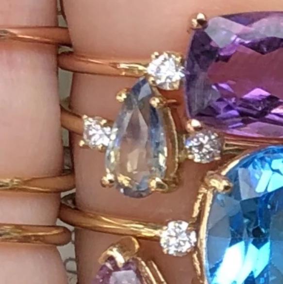 Gem Candy Ceylon Pear Sapphire 2 Diamond Ring - Nina Segal Jewelry