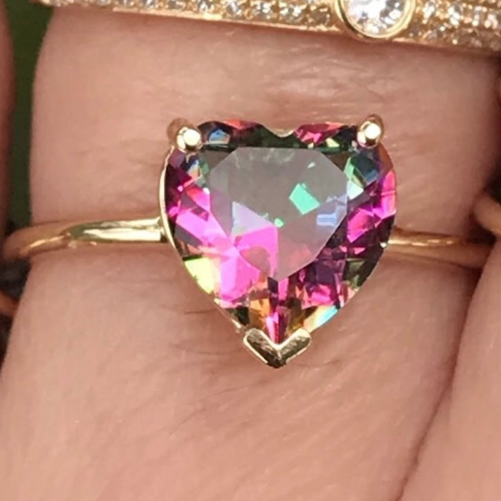 Pink Gem Candy Mystic Topaz Heart Ring - Nina Segal Jewelry