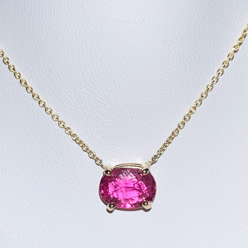 Pink Tourmaline Oval Gem Necklace - Nina Segal Jewelry