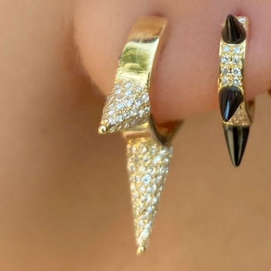 Large Cone Spike Pave Diamond Huggies - Nina Segal Jewelry