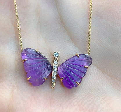 Medium Amethyst Butterfly Necklace - Nina Segal Jewelry