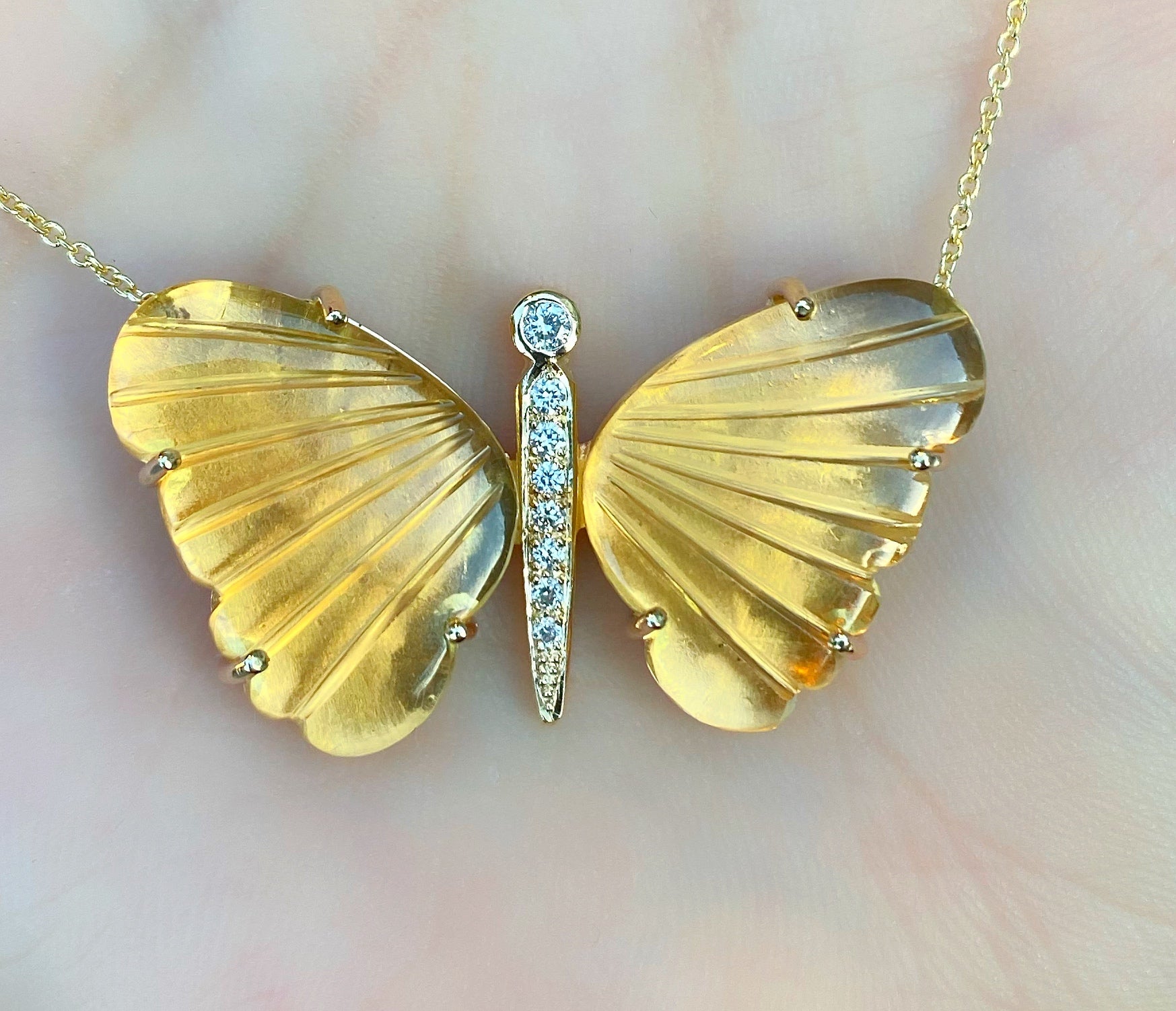 Large Citrine Butterfly Necklace - Nina Segal Jewelry