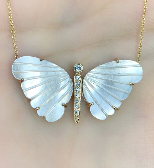 Large Mother Of Pearl Butterfly Necklace - Nina Segal Jewelry