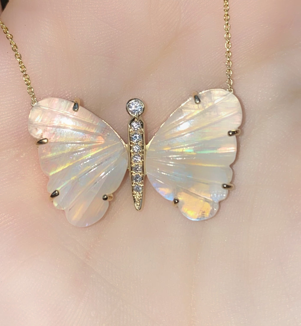 Gorgeous large colorful rhinestone butterfly bold link Necklace - Ruby Lane