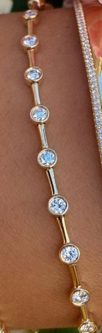 14KY Diamond Dot Dash Tennis Bracelet - Nina Segal Jewelry