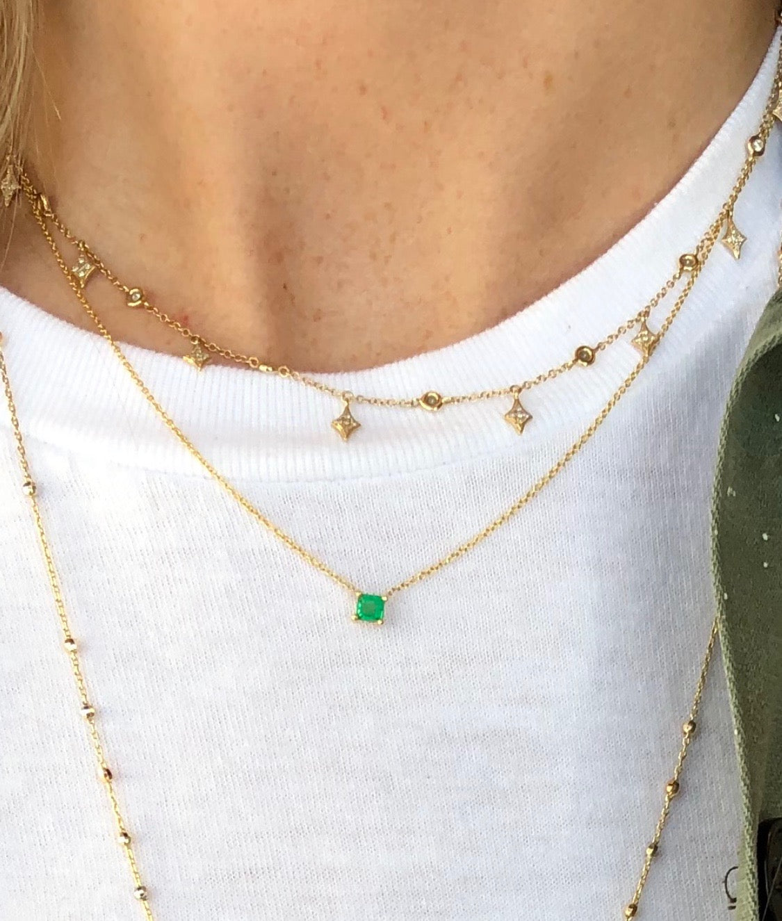 Tiny Princess Cut Emerald Necklace - Nina Segal Jewelry