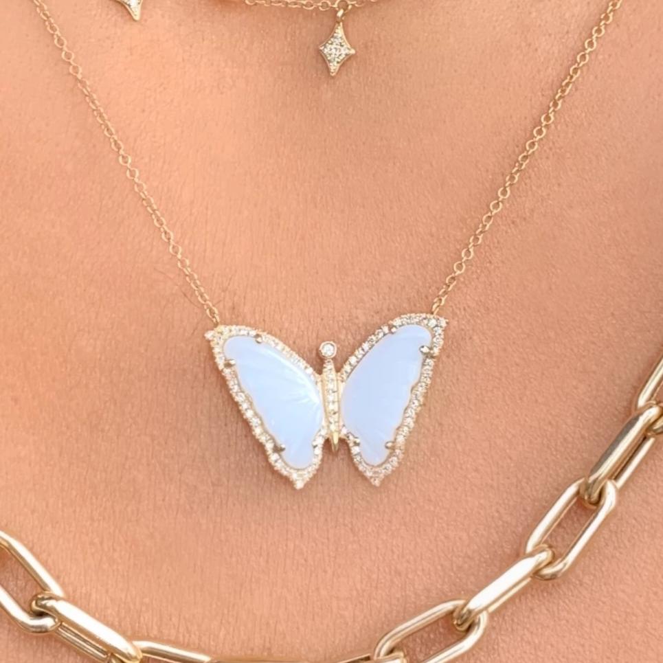 White Agate Butterfly Necklace - Nina Segal Jewelry