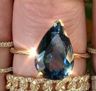 Gem Candy London Blue Topaz Small Pear Ring - Nina Segal Jewelry