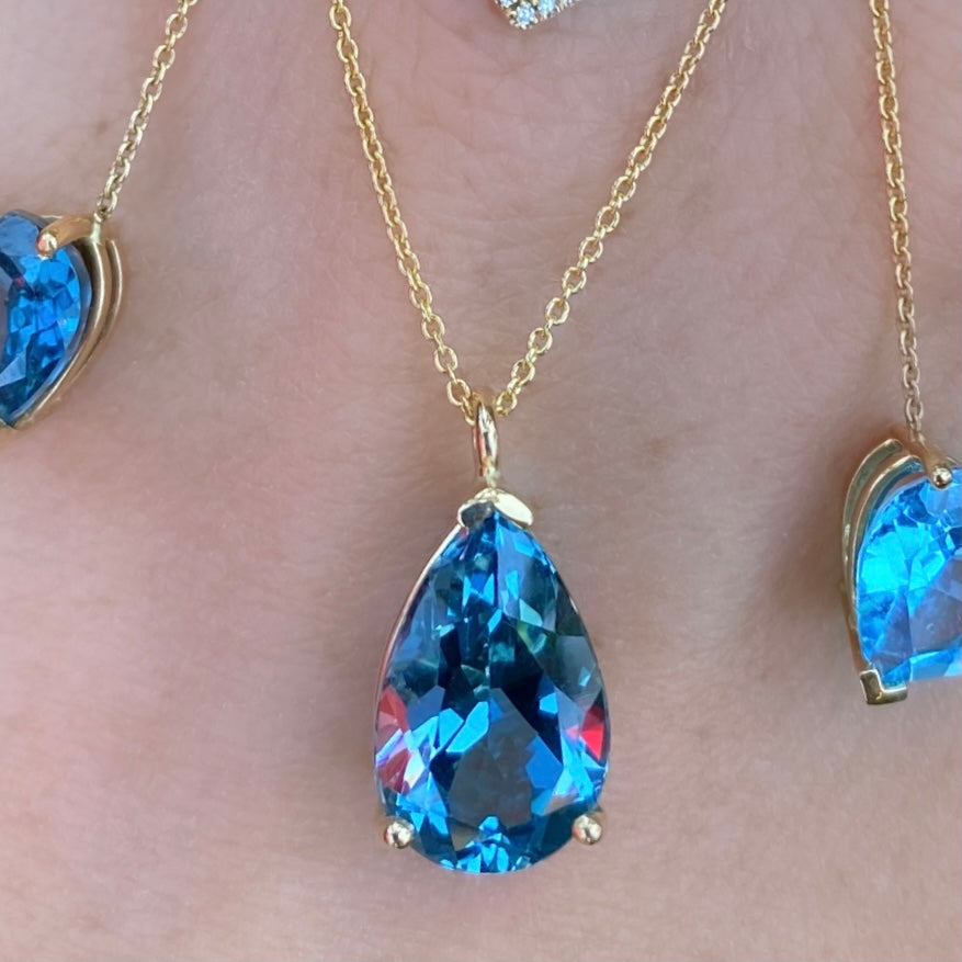 London Blue Topaz Pear Drop Necklace - Nina Segal Jewelry