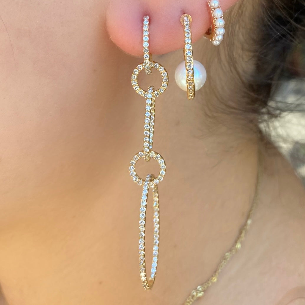 2 Open Oval Circle Diamond Drop Earrings - Nina Segal Jewelry